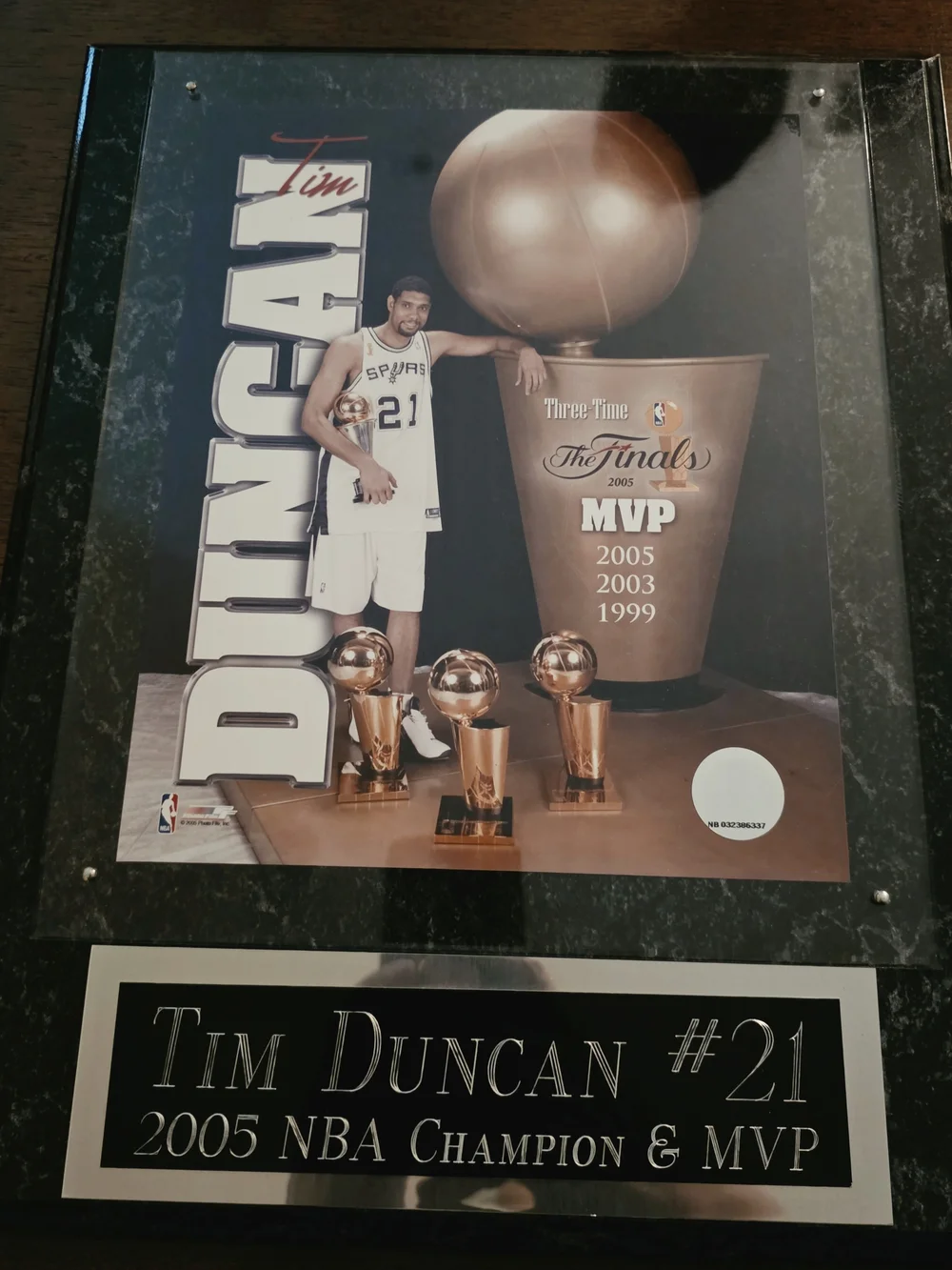 Tim Duncan #21 - 2005 NBA Champion & MVP Plaque - Black Bronze